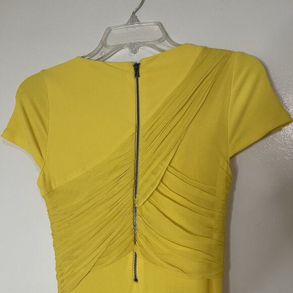 Alice + Olivia Goddess yellow wrap short sleeve bodycon mini silk dress US 2 - Picture 7 of 7